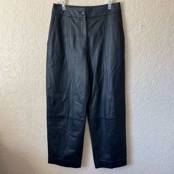 Jason Wu Straight-Leg Lamb Leather Black Pants‎ Size 4 - Picture 5 of 12